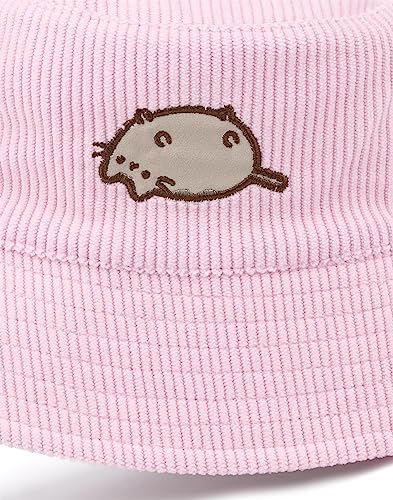 Pusheen The Cat Bucket Hat para niñas | Niños Adolescentes Dibujos Animados Gato Animal de un tamaño de cordón Rosa Sombrero de Sol de Verano | Regalos de mercancía