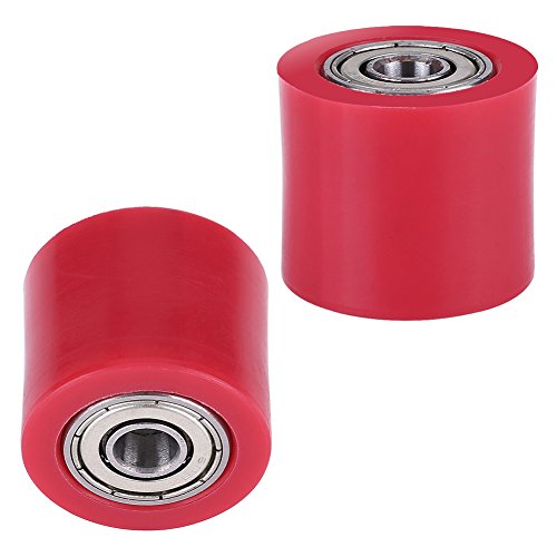 Qiilu 8mm Universal Cadena de rodillos guía Polea tensora Rueda para moto Dirt Bike Enduro(rojo)