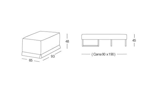 Quality Mobles - Cama Plegable Individual de 90x190 cm Funda Color Arena