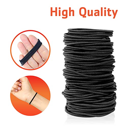 Qufiiry Gomas Pelo, 100 Piezas Gomas de Cabello para Mujer, 2mm Goma Pelo Negras, Gomas de Cabello, Gomas de Pelo Niña, para el Pelo Grueso y Rizado para Mujeres y Niñas, Negro