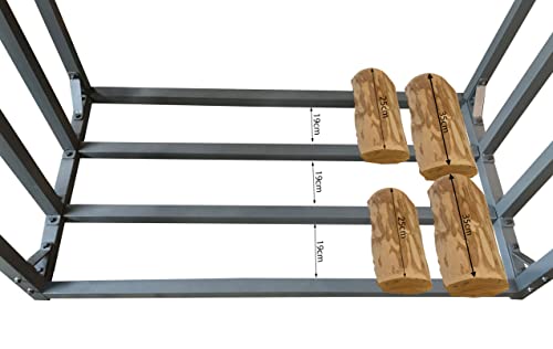 QUICK STAR Estante metálica para leña antracita 130 x 70 x 185 cm Jardín Prinidor Refugio de 1,6 m³ de Madera Almacenamiento apilables Ayuda Exterior con protección contra el clima Negro