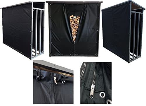 QUICK STAR Estante metálica para leña antracita 130 x 70 x 185 cm Jardín Prinidor Refugio de 1,6 m³ de Madera Almacenamiento apilables Ayuda Exterior con protección contra el clima Negro