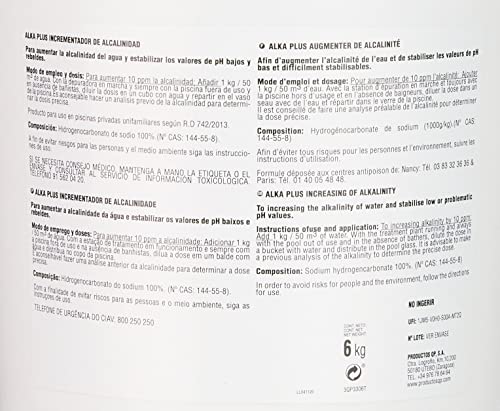 QUIMICAMP Alka plus (Anti-cal para piscina) polvo, 6 Kg - 203306, Blanco