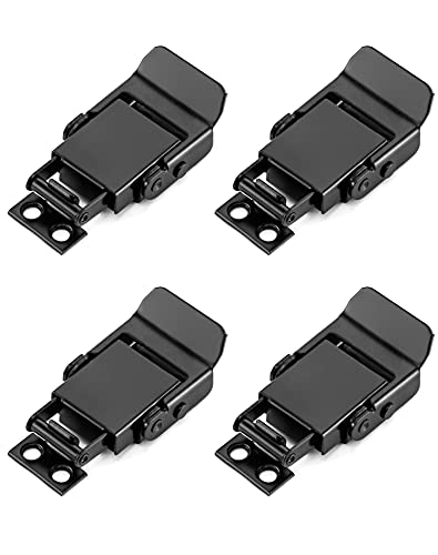 QWORK® 4 Piezas Cierre de Palanca, Cierre de Resorte de Acero Inoxidable para Caja de Regalo caja de Herramientas, Negro