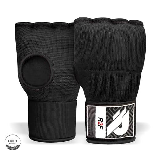 R2F Gel Vendas Boxeo para Manos Guantes Interiores, Muñequeras Rápidas de 70 cm de Largo, Elásticos, Puño Acolchado Protección para Manos, Muay Thai MMA Artes Marciales Vendas de Entrenamiento