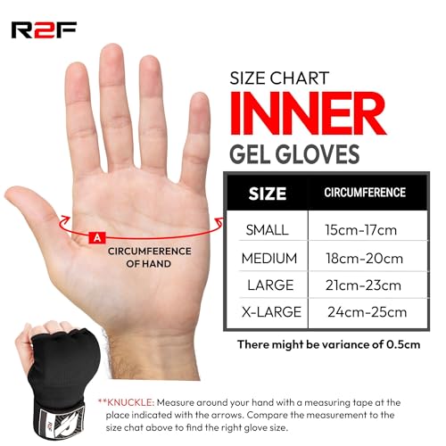 R2F Gel Vendas Boxeo para Manos Guantes Interiores, Muñequeras Rápidas de 70 cm de Largo, Elásticos, Puño Acolchado Protección para Manos, Muay Thai MMA Artes Marciales Vendas de Entrenamiento
