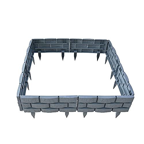 RAM ONLINE Kit de Bordes de césped Efecto ladrillo Gris