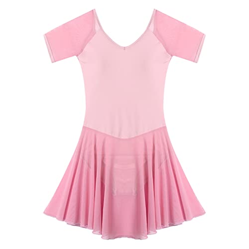ranrann Maillot de Patinaje Artístico con Falda Gasa para Mujer Vestido Diamante Danza Ballet Sin Mangas Leotardo Gimnasia Rítmica Disfraz Patinadora Rosa H M
