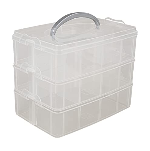 Rayher Caja clasificadora con asa, Surtido, 3 compartimentos, 23,1x15,6x18,5cm