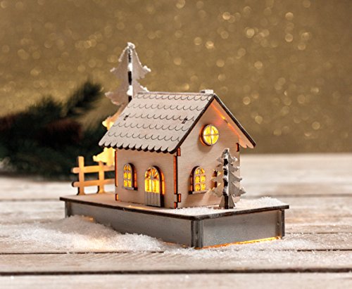 Rayher Set maqueta casa madera, con base, 17,5x9,4x14 cm, 30 piezas, 46299000