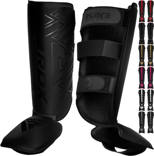 RDX Espinilleras Kick Boxing Muay Thai MMA Protección, Maya Hide Cuero Kara Espinilla Empeine Artes Marciales Entrenamiento Boxeo Sparring BJJ Kárate y Combate Training Pierna Protector