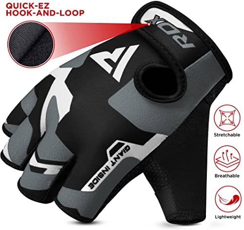 RDX Guantes Gimnasio Levantamiento de Pesas, Antideslizante Acolchado Agarre Protección, Respirable Fitness Gym Gloves para Powerlifting Musculación Culturismo Workout Entrenamiento, Hombre Mujere
