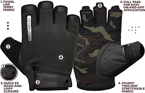 RDX Guantes para el Levantamiento de Pesas, Soporte Adicional elástico y Largo para la muñeca, Agarre Completo en la Palma de la Mano, HIIT Culturismo Ciclismo Entrenamiento para Hombres y Mujeres