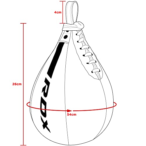 RDX Pera de Boxeo, Maya Hide Cuero, MMA Punching Velocidad Bola con Vejiga Adicional, Peras Rapida Speed Bag para Kick Boxing Gimnasio Saco Boxe Fitness Gym Combate Deporte Conjunto de Entrenamiento