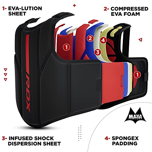 RDX Protector de Pecho, Maya Hide Cuero Protector De Cuerpo Acolchado Ajustable Mam capacitación, Muay Thai, Artes Marciales, Armadura de Escudo de Costilla Entrenamiento Kickboxing
