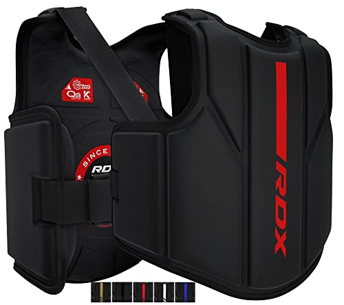 RDX Protector de Pecho, Maya Hide Cuero Protector De Cuerpo Acolchado Ajustable Mam capacitación, Muay Thai, Artes Marciales, Armadura de Escudo de Costilla Entrenamiento Kickboxing