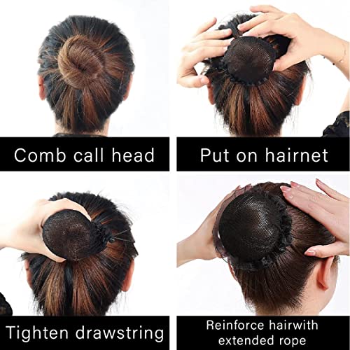 Redes de Pelo, 4 Pcs Redecilla de Malla Red de Pelo Invisible Mallas del Cabello Elástica, Accesorio de Pelo para Mujer Niña Bailarina de Ballet Danza（Negro）