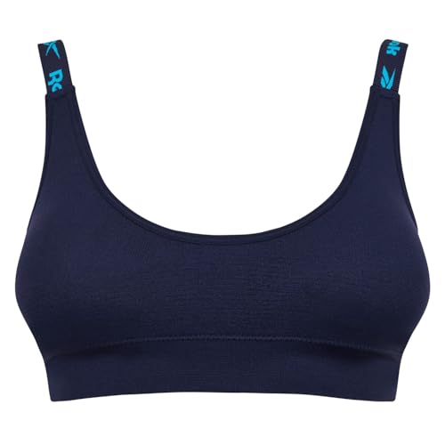 Reebok Top Corto sin Costuras Damen Marineblau | BH Für Fitness Mit Geringer Belastung Sujetador de Entrenamiento, Azul Marino/Verde Azulado clásico, S para Mujer