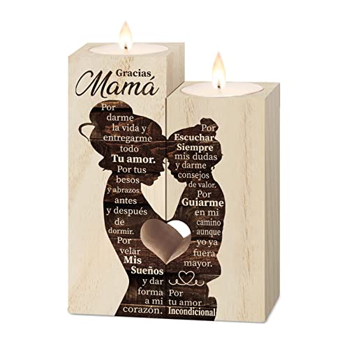 Regalo Madre, Regalo Mama, Regalo para Madre- Portavelas de Madera, Regalo Madre Cumpleaños, Regalos para Una Madre, Regalos para Mama, Regalos Madre