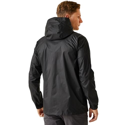 Regatta Chubasquero impermeable con capucha ligera y transpirable Jackets Waterproof Shell, Hombre, Black, XXXL