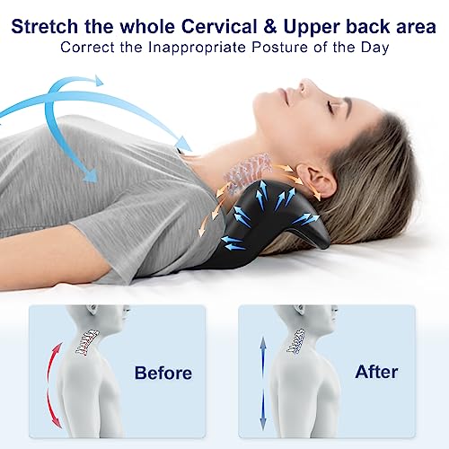 Relajador de Cuello y Hombros con Punto de Masaje en la Parte Superior de la Espalda,corrección de postura,almohada quiropráctica para aliviar el dolor de las articulaciones maxilomandibulares(Negro)