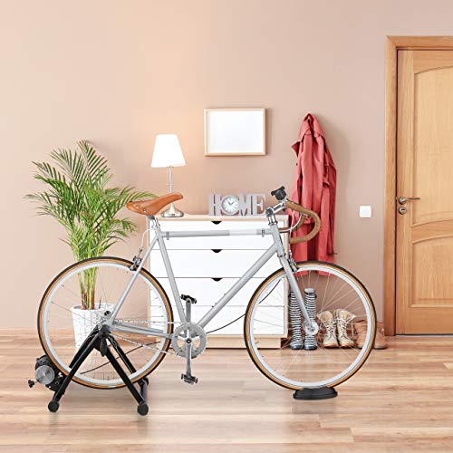 Relaxdays Rodillo Entrenamiento Bicicleta, Soporte Bici Estática, para Ruedas 26-28'', Plegable, Freno Magnético, Negro
