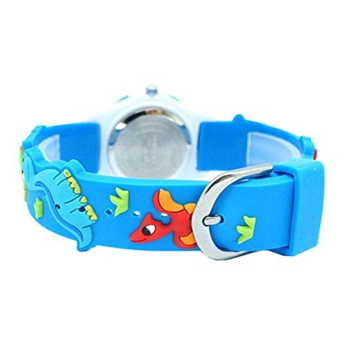 Reloj de Pulsera de Dibujos Animados de Uso Diario para Niños con Patrón de Dinosaurio, Banda de Silicona, Reloj para Estudiantes, Resistente Al Agua hasta 30 Metros (azul)
