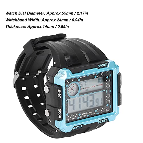 Reloj Electrónico Para Hombre, Luz Nocturna, Resistente Al Agua, Esfera Grande, Reloj Deportivo Digital Con Hora Dual, Regalo Para Su Marido, Novio(6861 azul negro)