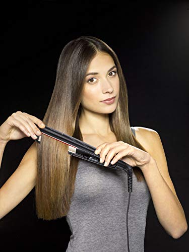 Remington S3500 Plancha de Pelo Ceramic Slim, Placas Flotantes, Cerámica Anti-estática, Turmalina, Capa Protectora Teflón, Protección y Brillo, Temperatura 230°C, Calentamiento 15s, Negro