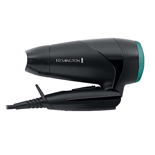 Remington Secador de Pelo Pequeño Compact, Secador de Viaje, Plegable, 2000 W, Concentrado, Difusor Compacto, 2 Temperaturas, 2 Velocidades, Rejilla Trasera Desmontable, Gancho Para Colgar, D1500