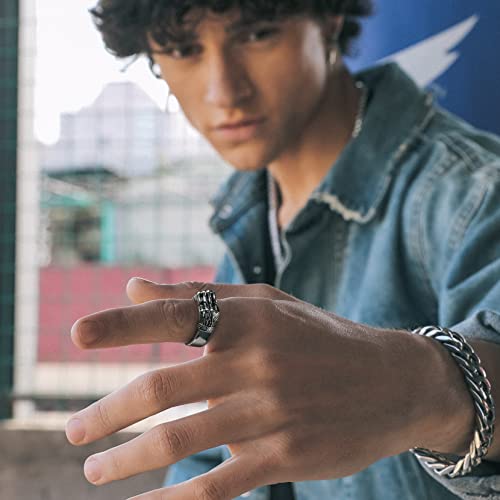 Richsteel Anillo Dedo Puño Boxeo Grande para Caballero, Fist Ring Vintage Anillo Pesado Talla 32.5