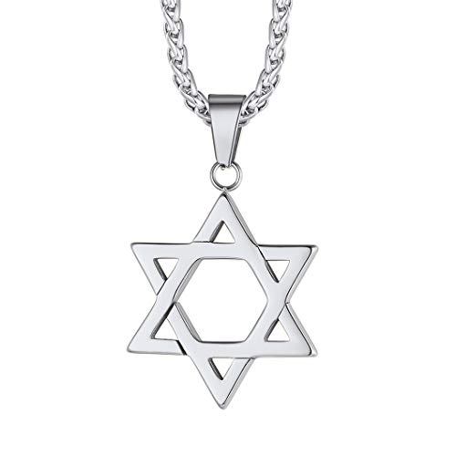 Richsteel Collar Estrella de David Acero Inoxidable Colgante en Cadena 55cm Ajustable
