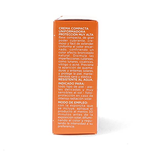 Rilastil Sun System - Base Compacta con Spf 50+, Corrige Imperfecciones y Unifica el Tono, Resistente al Agua, Tono Beige, 10 Gramos