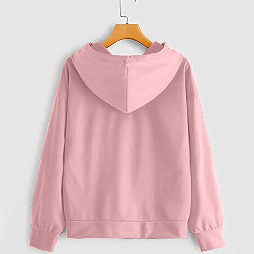riou Sudadera con Capucha Mujer Manga Larga Sólida y Cómoda Blusa Abrigo con Bolsillo Deportivos Pullover Moda Originales Otoño e Invierno