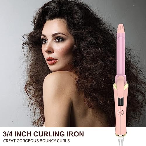 Rizador 19mm Rizos Pequeños, Cerámica Antiestática Recubrimiento de Turmalina, Rizador Cerámico 30s Calor Rápido Temperatura Ajustable 120-200℃, Rosa