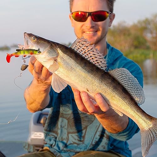 RobLuX 10 Piezas Kit de Señuelos para Pesca Suaves de PVC, Spinning Mar para Lubina, Lucio, Carpa lubo 8CM, Cebo para Agua Dulce y Salada con 1 Caja
