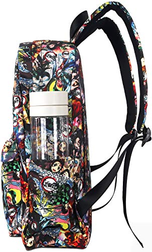 Roffatide Anime Demon Slayer Kimetsu no Yaiba Mochila con Estampado Completo Mochila para Portátil Mochilas de Cosplay Negro