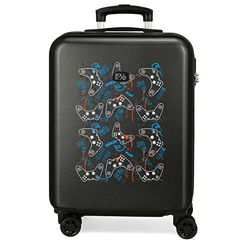 Roll Road Roll Road Gamers Maleta de cabina Negro 38x55x20 cms Rígida ABS Cierre de combinación lateral 35 2 kgs 4 Ruedas dobles Equipaje de Mano