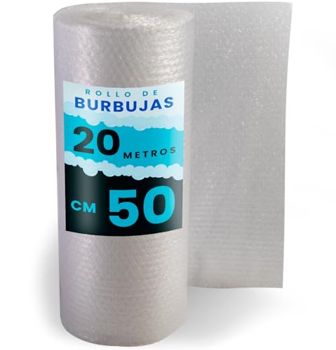Rollo de Burbujas - 20m x 50cm - Papel Burbuja Embalaje Mudanza, Protección y Envíos - Plástico Burbujas Embalaje para Mudanzas, Muebles, Objetos frágiles, Platos, Vajilla