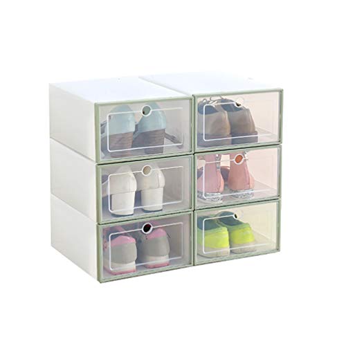 Romancemit Caja de almacenamiento de zapatos, 6 piezas cajas de zapatos de plástico apilable plegable Inicio Organizador de zapatos para hombres/mujeres de gran tamaño