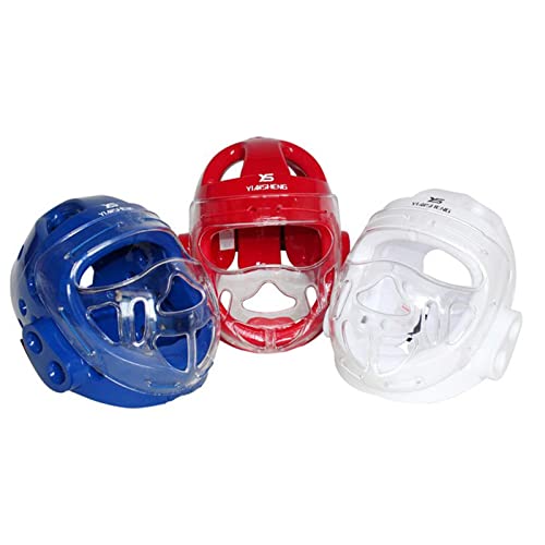 Ronyme Niños Adultos Karate Headgear MMA Artes Marciales Face, Soft Head Gear para Sparring Grappling Muay Thai Kickboxing Taekwondo Training, Blanco, l