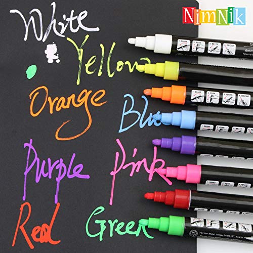 Rotuladores de Tiza Liquida para Niños - Pizarra Colores 6mm | 8 Llamativos Cristal Metal Punta Reversible Cincel | Marcadores Pluma Neón Borrables