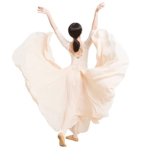 ROYAL SMEELA Ropa Danza contemporanea Adulto Mujer Vestido Baile Moderno Adulto Vestidos Danza contemporanea Vestido de Danza lírica Vestido de Danza Ballet Mujer Maillot Ballet+Falda de 720 Grados