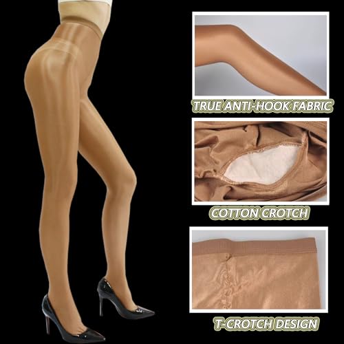 RUIBAVYA 70D Mujer Medias Danza Sexy Shaping Medias Cintura Alta Medias Aceite Pantyhose