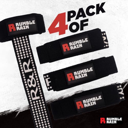 RUMBLE RAIN Straps Gym, Correas para Levantamiento de Pesas, 2 Pares de 21" de Agarre Potente, Correas Antideslizantes para Culturismo, Powerlifting, Entrenamiento de Fuerza, Mujeres y Hombres
