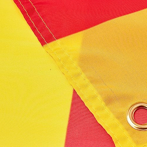 Runesol Bandera de la Región de Valencia, 91x152cm, 3ft x 5ft, Bandera Valenciana, 4 Ojales, Ojal en las Esquinas, Senyera Coronada, Reial Senyera, Banderas Premium, España, Interior, Exterior