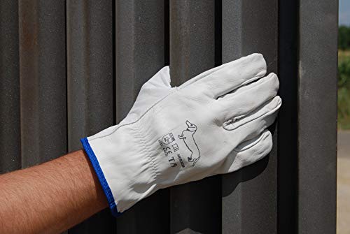 Ruvigrab - Pack de 12 Guantes de Trabajo de Piel de Flor Natural Guantes para Jardinería Guantes de Cuero Guantes de Piel para Obra Talla 9