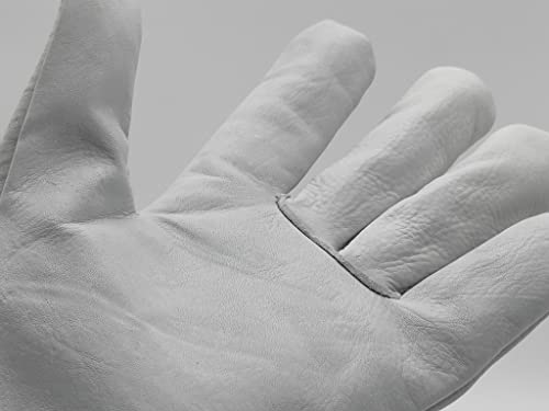 Ruvigrab - Pack de 12 Guantes de Trabajo de Piel de Flor Natural Guantes para Jardinería Guantes de Cuero Guantes de Piel para Obra Talla 9