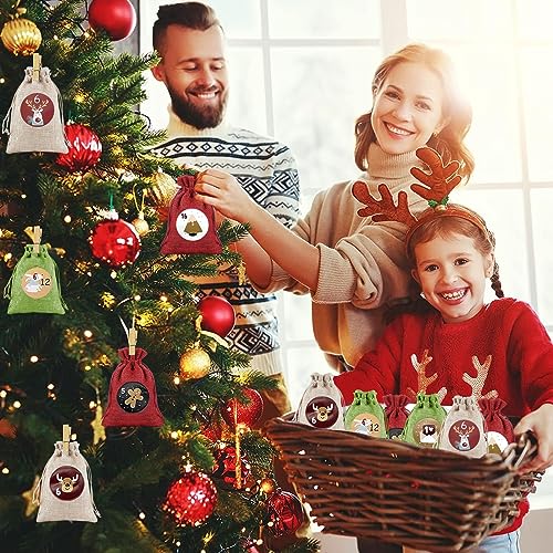 RVIKCMR Calendario adviento para rellenar,Calendario adviento 2023 con 24 bolsas,Calendario de Adviento DIY,Bolsas Calendario Adviento,Calendario de Adviento Rellenable,Calendario Adviento para Hacer
