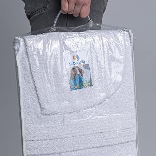 SABANALIA - Albornoz de rizo con capucha 420 grs. (varias medidas y colores disponibles) - M, Blanco